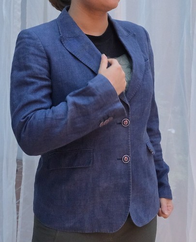 Blauer damen leinenblazer von - damen,