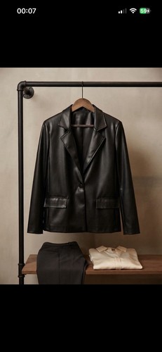 Damen kunstleder blazer jacke - kunstleder, blazer-jacke